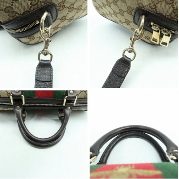 100% Authentic GUCCI Boston Brown Canvas Satchel Bag - Picture 5 of 12